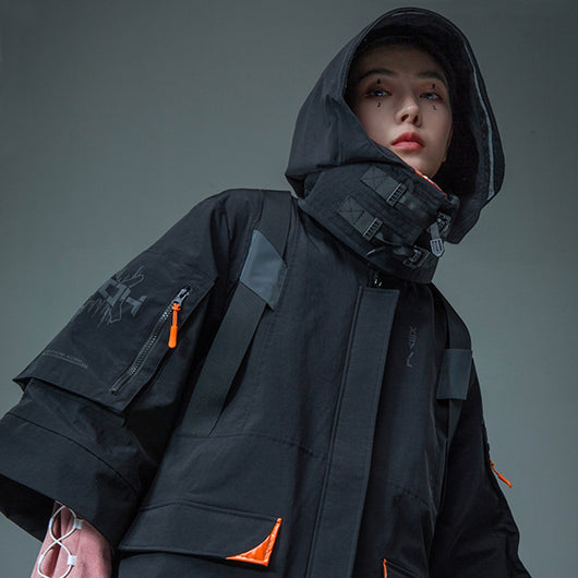 Abrigo Sudadera con Capucha Estilo Mecánico Urbano Reflectante Japonés - Image 17