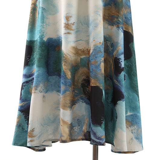 Vestido Largo Estilo Chino para Mujeres Altas - Falda Paraguas con Estampado Tinta - Image 13
