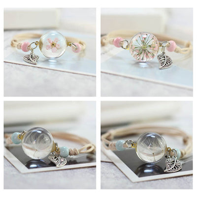 Pulsera Esfera de Cristal con Flores Secas - Diente de León y Estrellas - Image 51