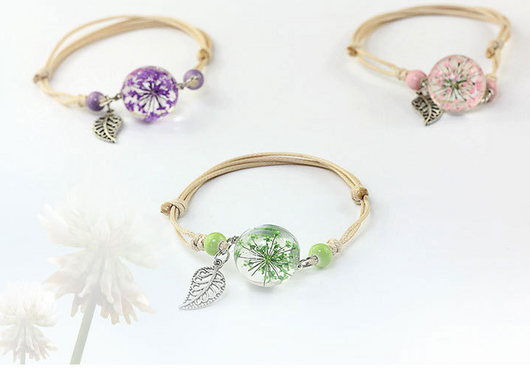 Pulsera Esfera de Cristal con Flores Secas - Diente de León y Estrellas - Image 61