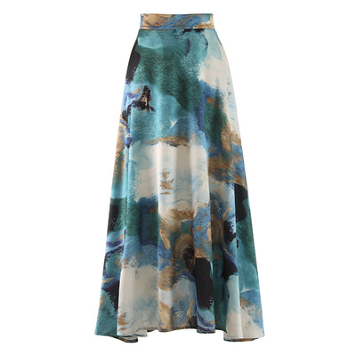 Vestido Largo Estilo Chino para Mujeres Altas - Falda Paraguas con Estampado Tinta - Image 15