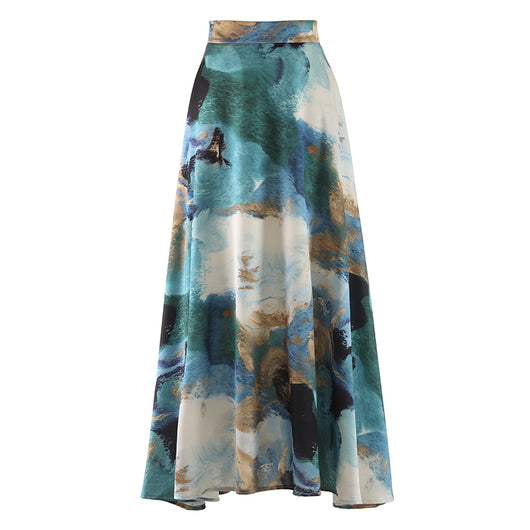 Vestido Largo Estilo Chino para Mujeres Altas - Falda Paraguas con Estampado Tinta - Image 15