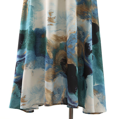 Vestido Largo Estilo Chino para Mujeres Altas - Falda Paraguas con Estampado Tinta - Image 20