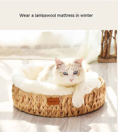 Nido Cálido para Gatos con Rascador de Ratán Invierno - Image 29