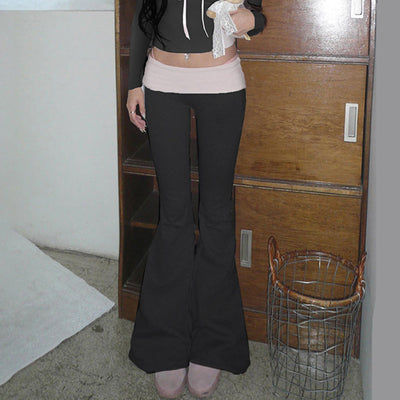 Pantalones Bootcut Cintura Baja con Combinación de Colores para Mujer - Image 19
