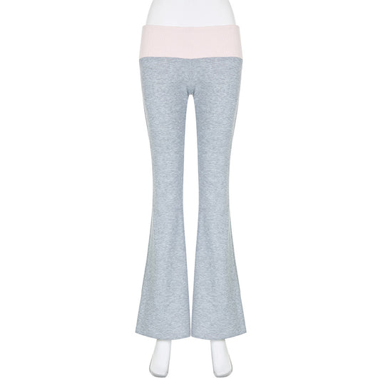 Pantalones Bootcut Cintura Baja con Combinación de Colores para Mujer - Image 25