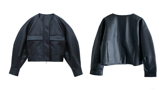 Chaqueta de Cuero Corta Estilo Británico para Mujer - Image 14