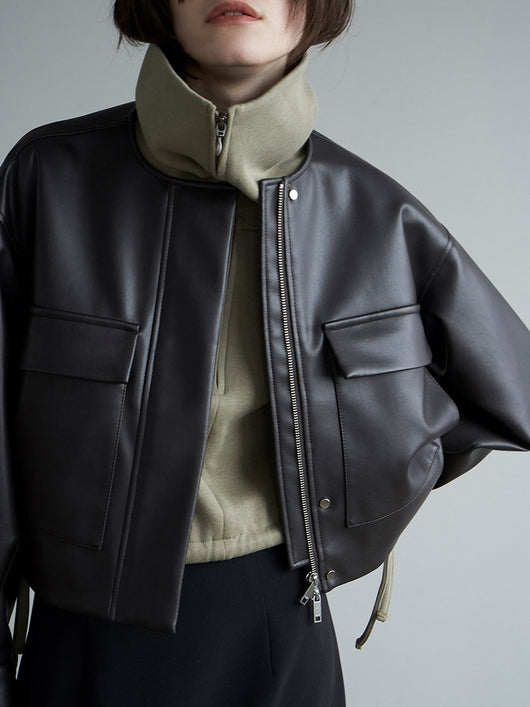 Chaqueta de Cuero Corta Estilo Británico para Mujer - Image 15