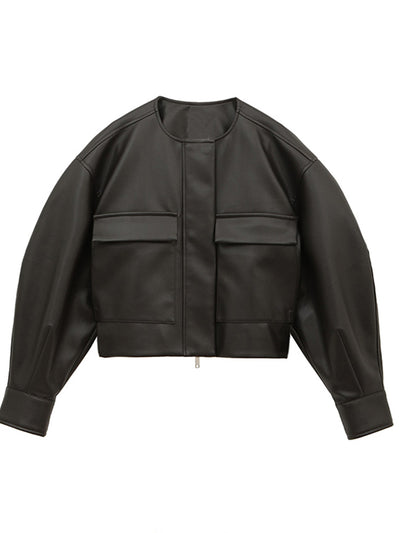 Chaqueta de Cuero Corta Estilo Británico para Mujer - Image 18