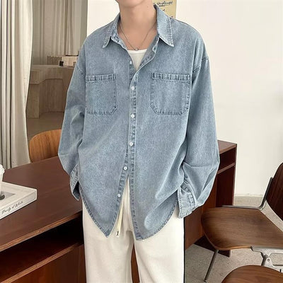 Chaqueta Camisa Denim Azul Claro para Trabajo Hombre - Image 16