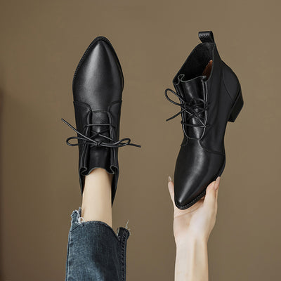 Botas Martin de Tacón Grueso con Punta Fina en Cuero Genuino - Image 19