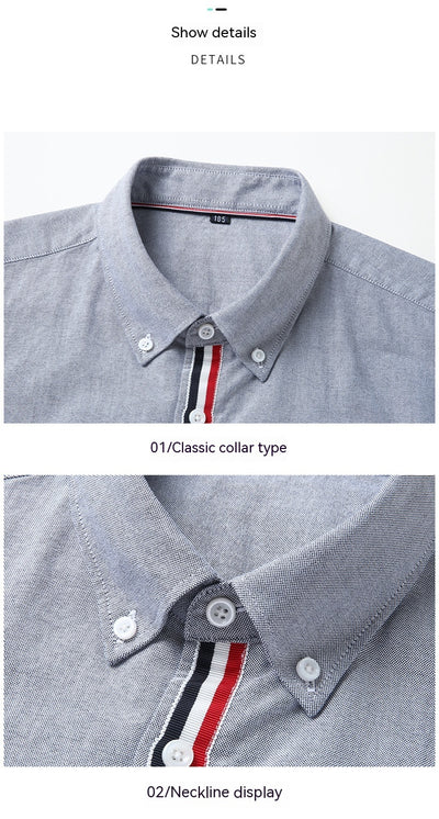 Camisa Oxford Casual a Rayas con Contraste de Colores para Hombre - Image 17