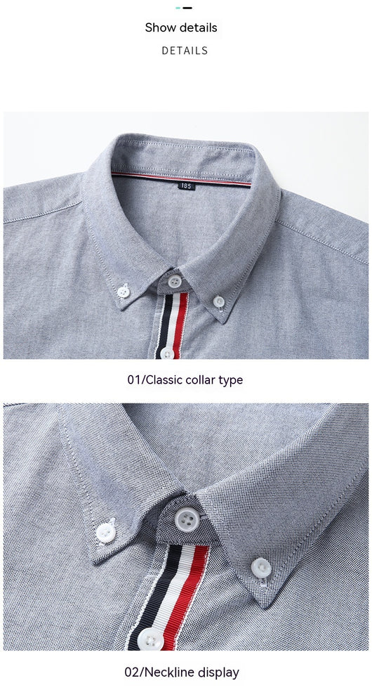 Camisa Oxford Casual a Rayas con Contraste de Colores para Hombre - Image 17