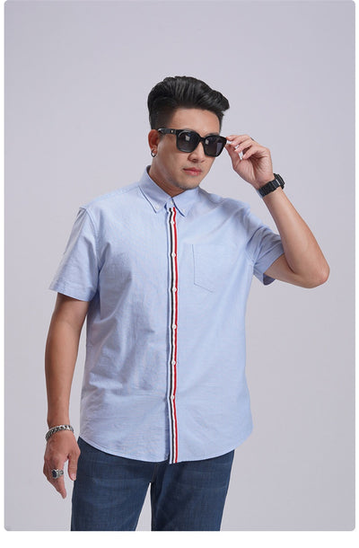 Camisa Oxford Casual a Rayas con Contraste de Colores para Hombre - Image 20