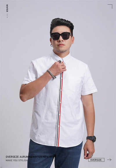 Camisa Oxford Casual a Rayas con Contraste de Colores para Hombre - Image 22