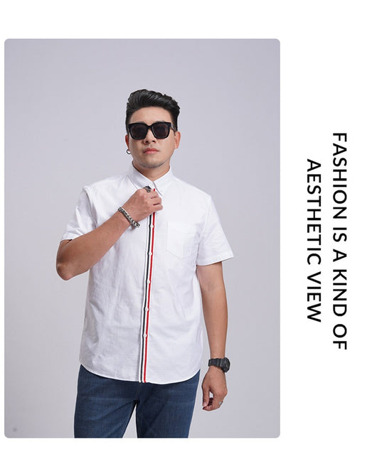 Camisa Oxford Casual a Rayas con Contraste de Colores para Hombre - Image 26