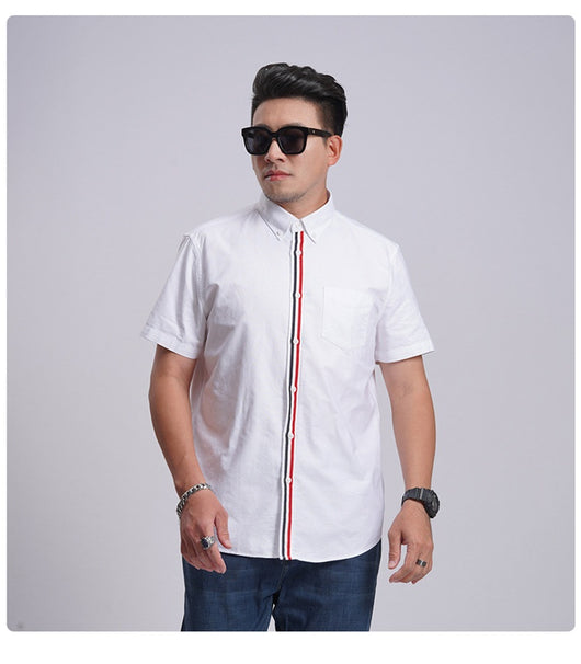 Camisa Oxford Casual a Rayas con Contraste de Colores para Hombre - Image 32