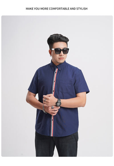 Camisa Oxford Casual a Rayas con Contraste de Colores para Hombre - Image 38
