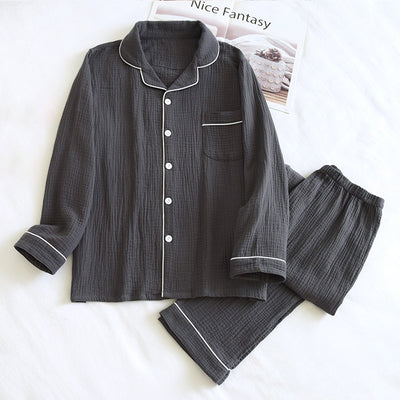 Pijama Hombre Talla Grande Algodón Doble Gasa Primavera Otoño Manga Larga - Image 10