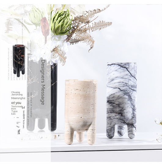 Jarrón Decorativo Hidropónico de Mármol con Planta Verde - Image 41