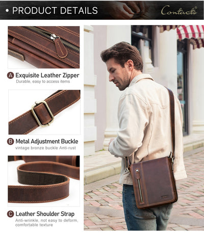 Bolso Bandolera Hombre Piel Crazy Horse Retro - Image 10