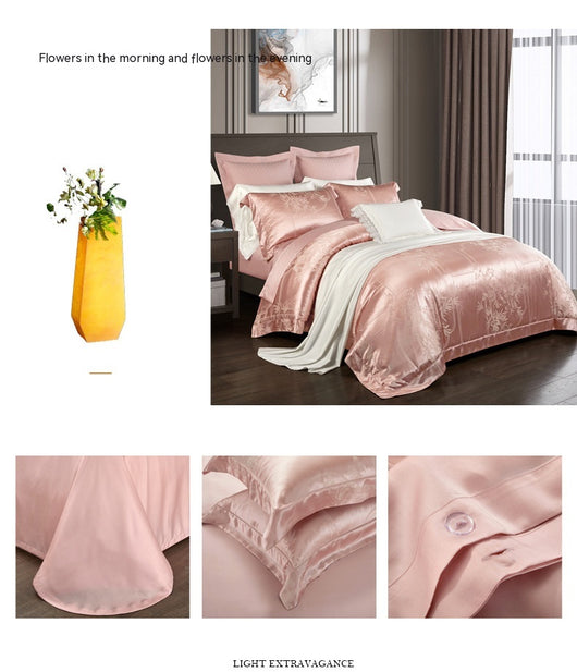 Juego de Cama Jacquard Seda Tencel de Cuatro Piezas - Image 15