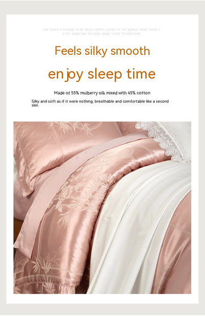 Juego de Cama Jacquard Seda Tencel de Cuatro Piezas - Image 19