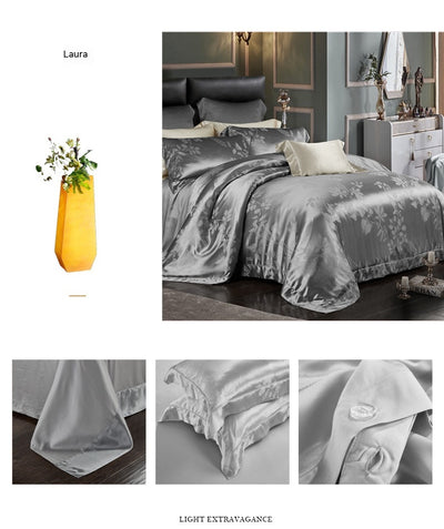 Juego de Cama Jacquard Seda Tencel de Cuatro Piezas - Image 22