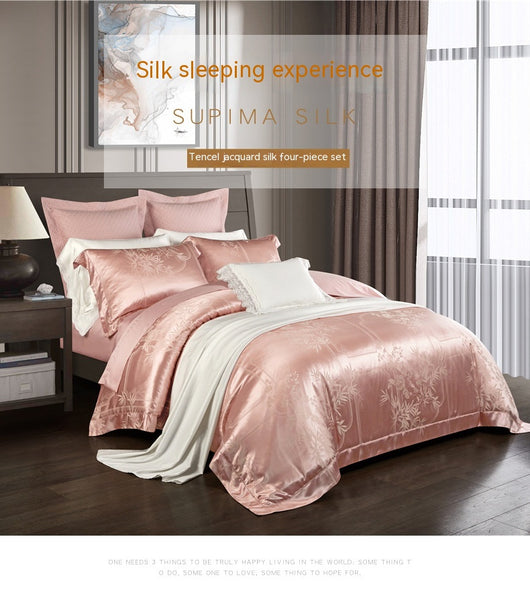 Juego de Cama Jacquard Seda Tencel de Cuatro Piezas - Image 24