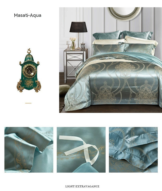 Juego de Cama Jacquard Seda Tencel de Cuatro Piezas - Image 29