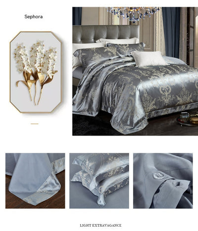 Juego de Cama Jacquard Seda Tencel de Cuatro Piezas - Image 30