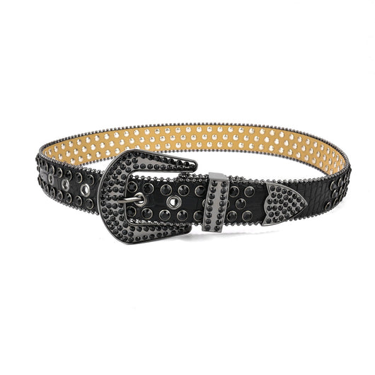 Cinturón Ancho Hip Hop con Remaches y Lentejuelas Brillantes Estilo Punk - Image 37