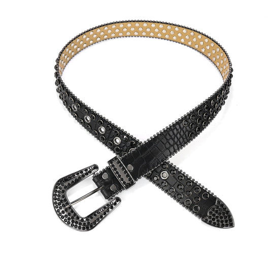 Cinturón Ancho Hip Hop con Remaches y Lentejuelas Brillantes Estilo Punk - Image 39
