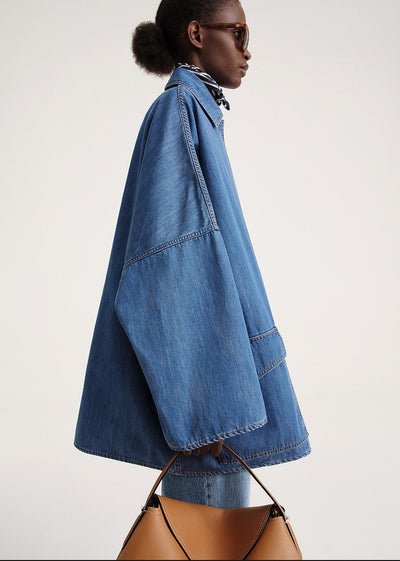 Chaqueta Denim Línea A Hombros Caídos Largo Medio - Image 7
