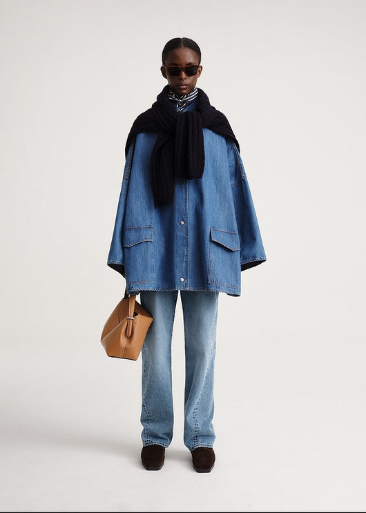 Chaqueta Denim Línea A Hombros Caídos Largo Medio - Image 11
