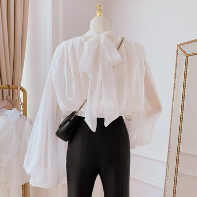 Blusa Elegante con Cuello de Pie y Mangas Abullonadas - Image 8