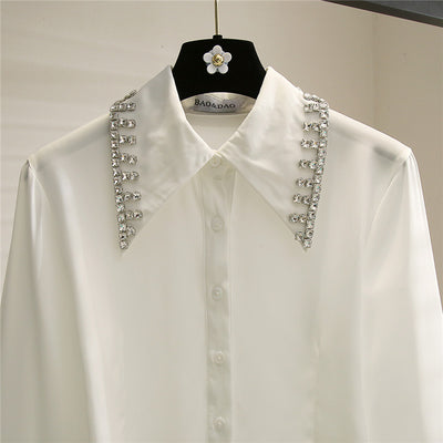 Cardigan Blanco Corto con Strass y Mangas Largas - Image 14