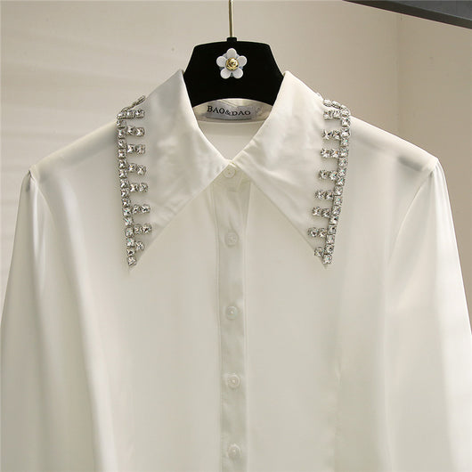 Cardigan Blanco Corto con Strass y Mangas Largas - Image 14