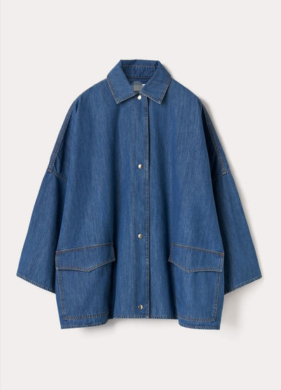 Chaqueta Denim Línea A Hombros Caídos Largo Medio - Image 15