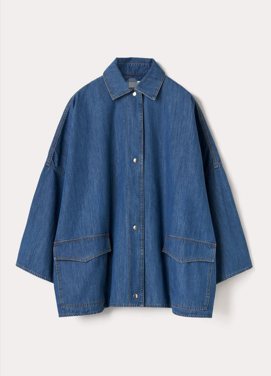 Chaqueta Denim Línea A Hombros Caídos Largo Medio - Image 15
