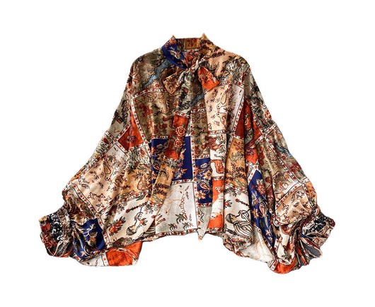 Blusa Retro con Moño y Estampado Floral - Image 10