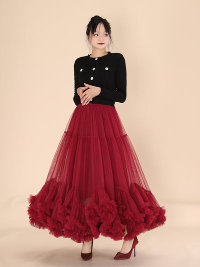 Falda Mesh Elegante con Encaje y Bajo Voluminoso - Image 12