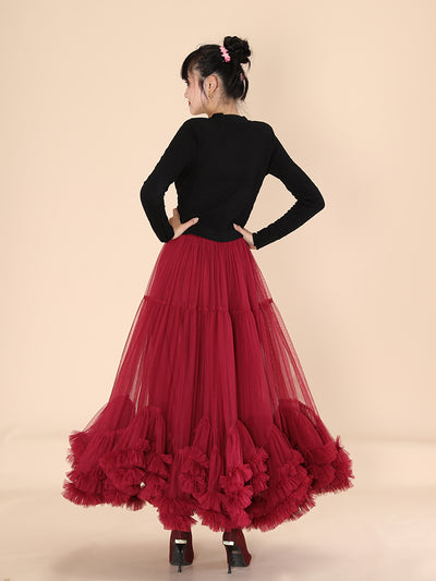 Falda Mesh Elegante con Encaje y Bajo Voluminoso - Image 13