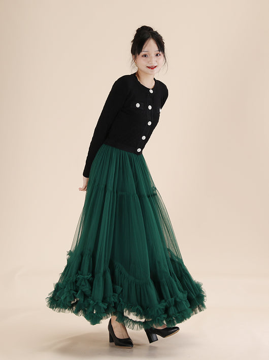 Falda Mesh Elegante con Encaje y Bajo Voluminoso - Image 14
