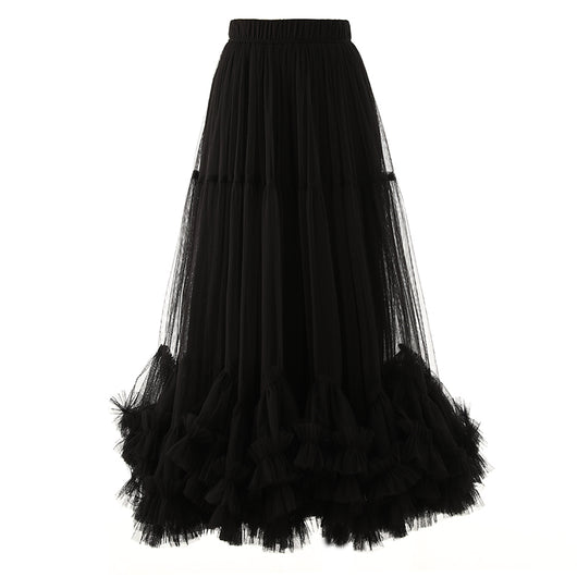 Falda Mesh Elegante con Encaje y Bajo Voluminoso - Image 18