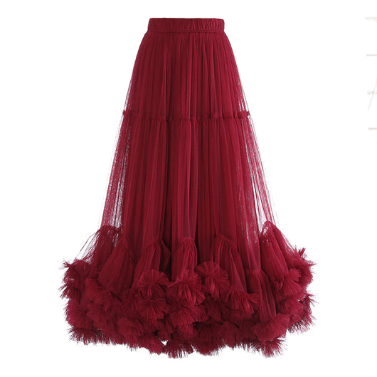 Falda Mesh Elegante con Encaje y Bajo Voluminoso - Image 39
