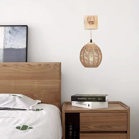Lámpara de Pared Retro Japonesa de Bambú Tejido - Image 11