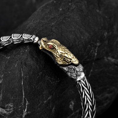 Pulsera de Plata Dragón Entrando al Mar Personalizada Estilo Retro Envejecido - Image 12