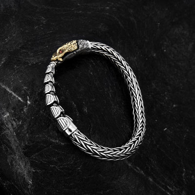 Pulsera de Plata Dragón Entrando al Mar Personalizada Estilo Retro Envejecido - Image 17
