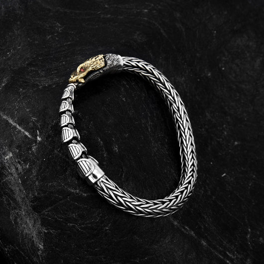 Pulsera de Plata Dragón Entrando al Mar Personalizada Estilo Retro Envejecido - Image 17